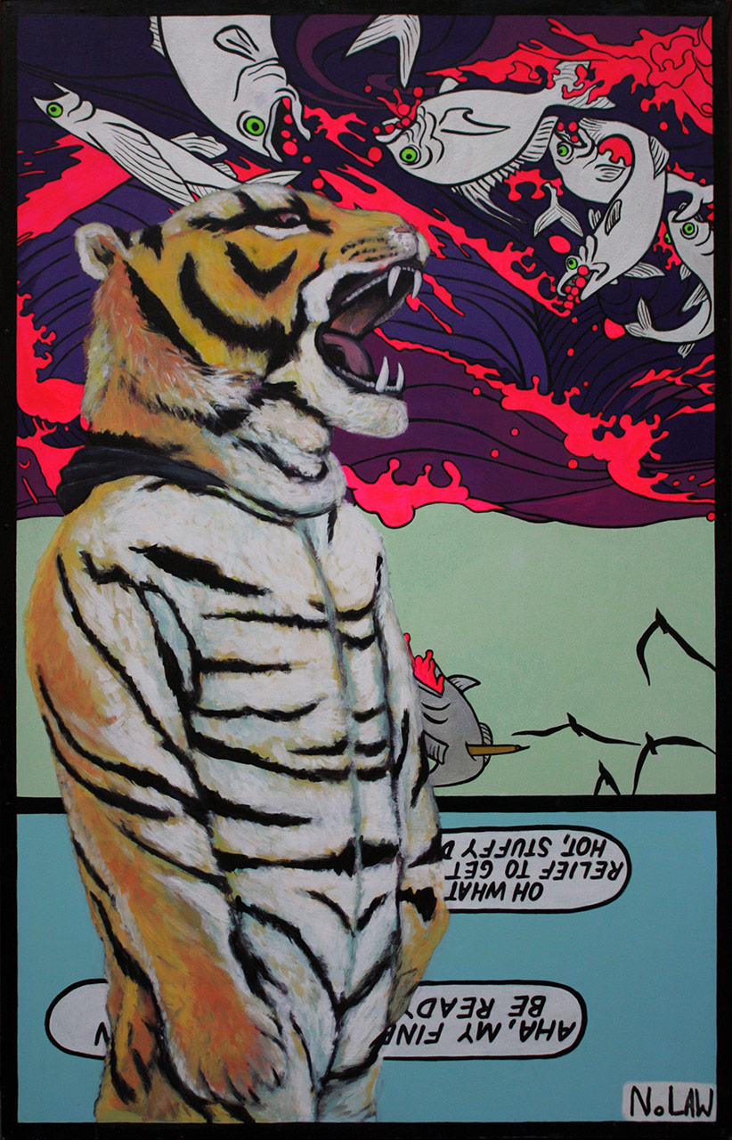 Gemälde eines wütenden Tigers im Pop-Art-Stil