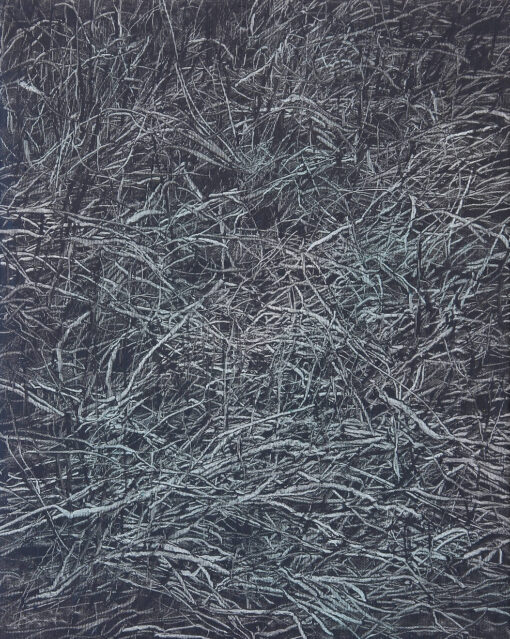 Ein Gemälde einer Detailansicht von Gras