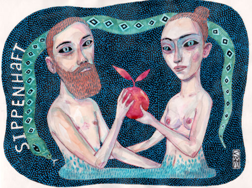 Zeichnung von Adam und Eva